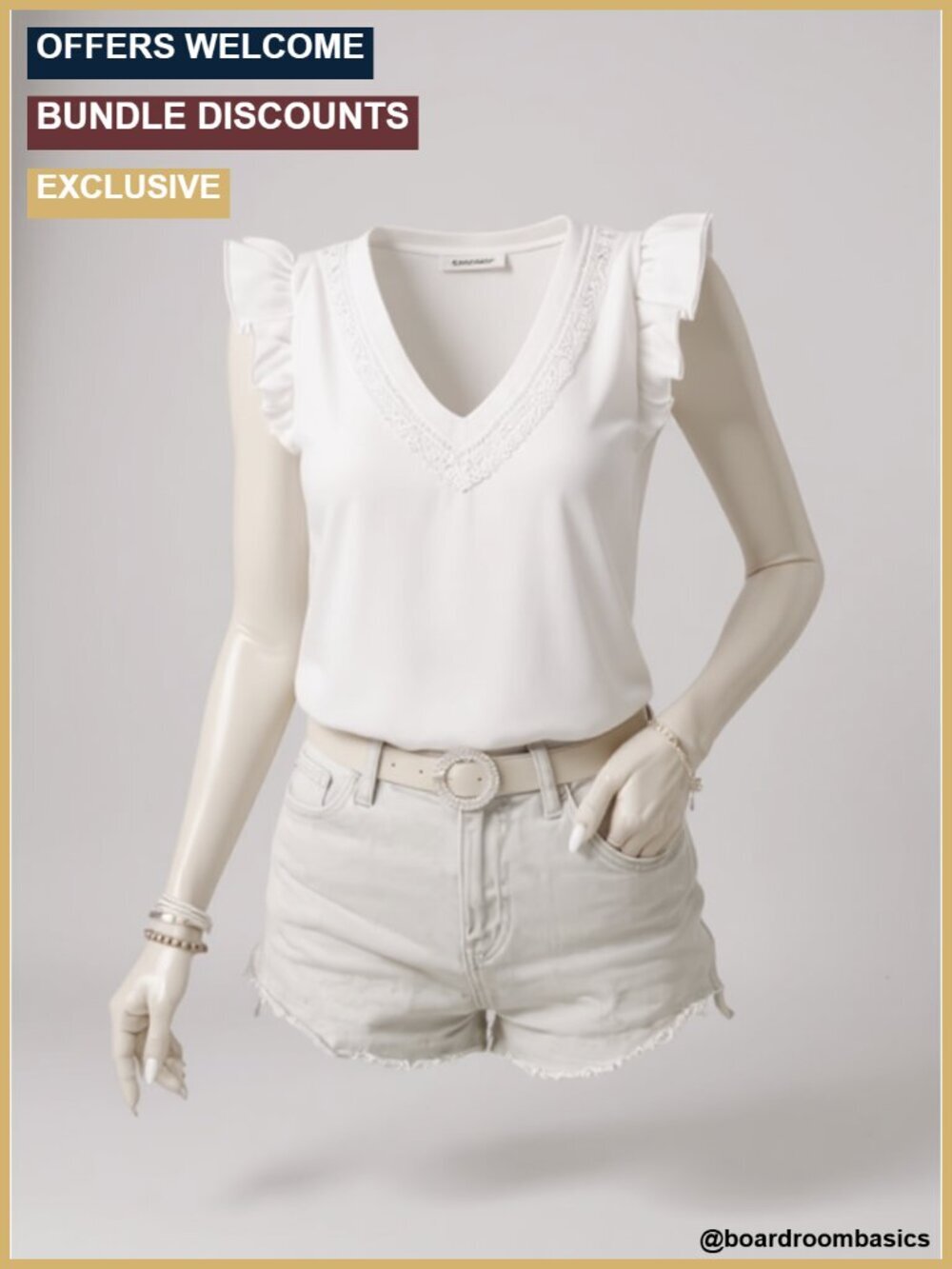 V Neck Ruffle Cap Sleeve Blouse Lace Trim Flowy Short Sleeve Tunic